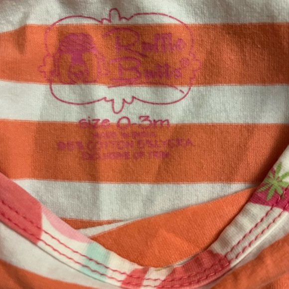 Ruffle Butts Dress and Ruffled Panties Size 0-3m Infant Girl Baby Striped Coral - Picture 2 of 2